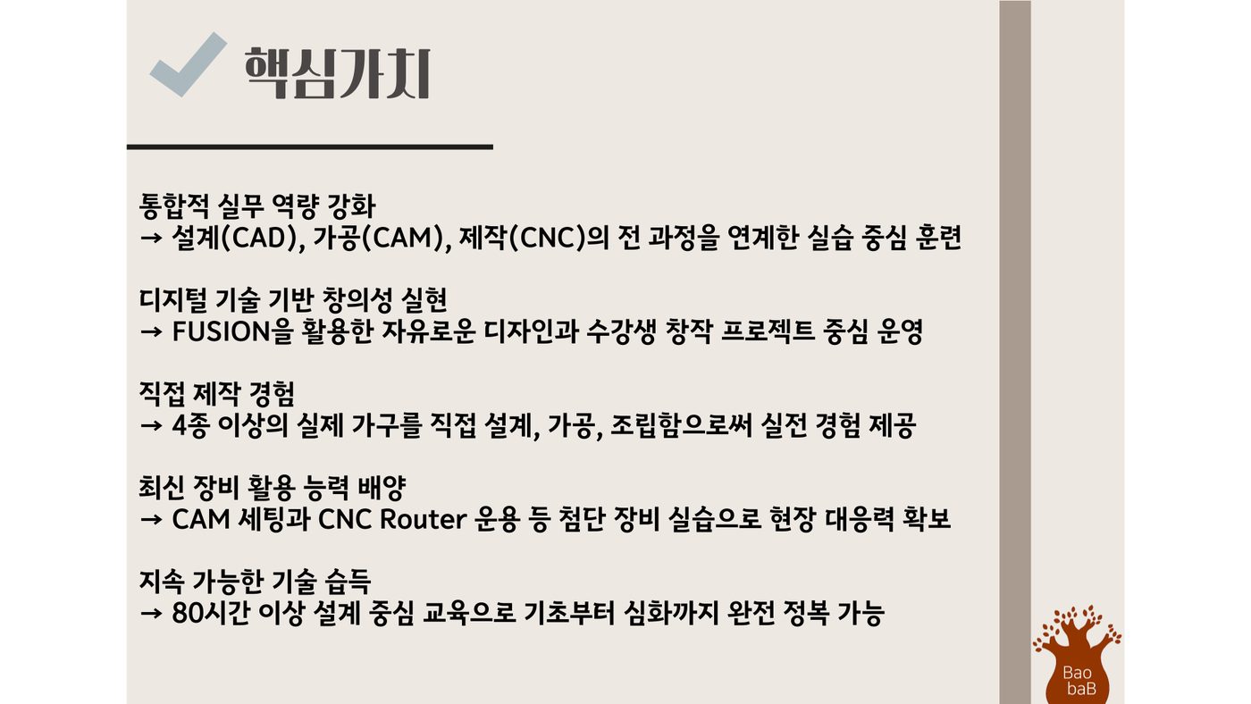 디지털기반 가구 설계 및 제작 (CAD+CAM+CNC) 과정 안내 2