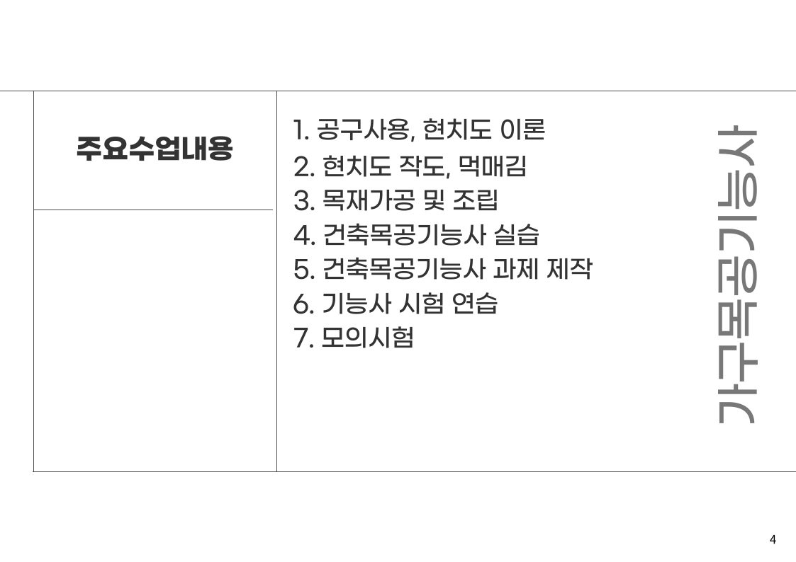 건축목공기능사 과정 안내 4